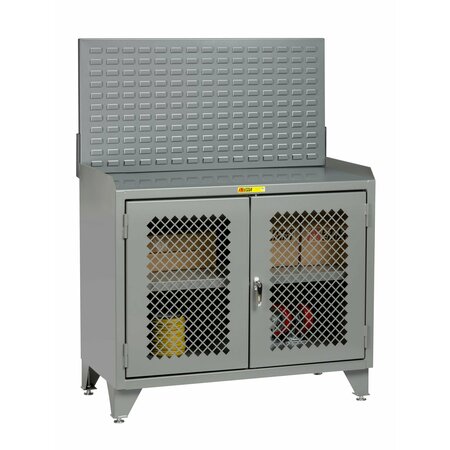 LITTLE GIANT Counter Height Bench Cabinet, 36"W, Perf Doors, Steel Top, Louvered MBP3LL2D-2436LP